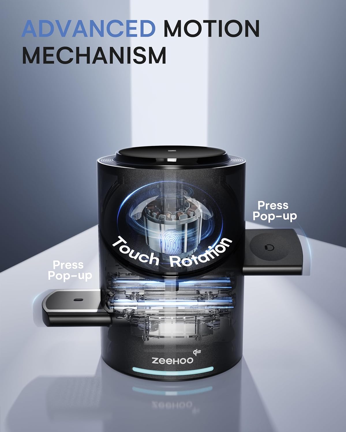 ZEEHOO 3 in 1 Charging Station for Apple Devices, Mag-Safe Charger Stand, Qi2 15W Auto-Rotating Wireless Charger for iPhone 16/15/14/13/12 Series& AirPods& iWatch(Black)