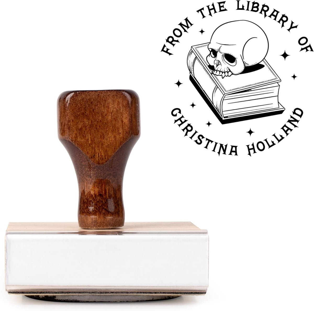 from The Library of Embossers & Stamps for Fantasy Book Readers | Custom Embosser | Custom Stamp | Ex Libris | Elevate Your Fantasy Collection of Stories and Novels (Design 15, Wood Hand Stamp)