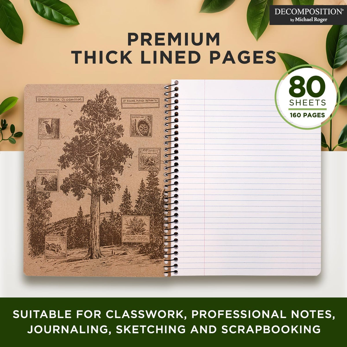 Decomposition Sea Turtles College Ruled Spiral Notebook - 9.75 x 7.5 Journal with 160 Lined Pages - 100% Recycled Paper - Cute Notebooks for School Supplies, Home & Office - Made in USA