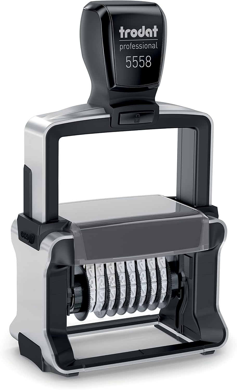 Trodat 5558 Professional Manual Numberer Stamp – 8 Digits, Self-Inking, 3/16" (5 mm) Characters, Black Ink