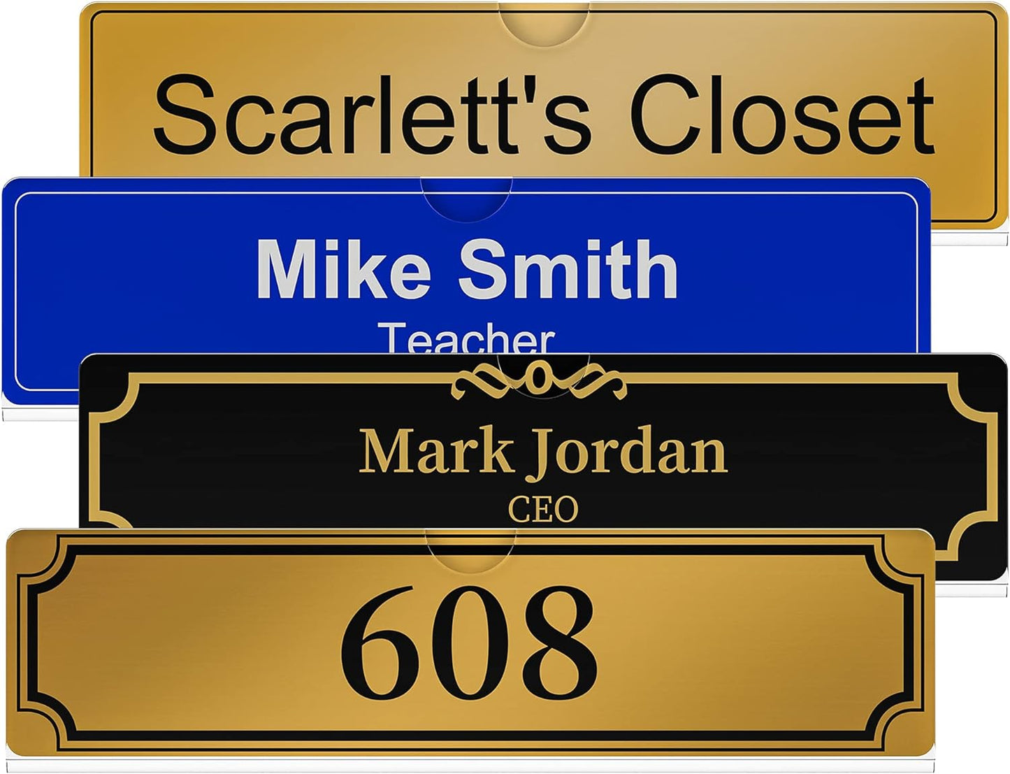 Acrylic Wall Name Plate Holder, Office Door Name Plate with Adhesive Tapes, Clear Sign Holder Frame, 2"x8", 40 Pack