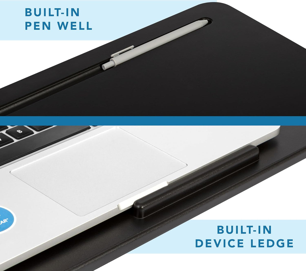 LAPGEAR Original Lap Desk – Large (17.9” x 13”) | Fits Up to 17.3” Laptops | Cushioned with Device Ledge, Pencil Tray & Handle | Portable & Lightweight | 12-Pack | Black – Style No. 45008