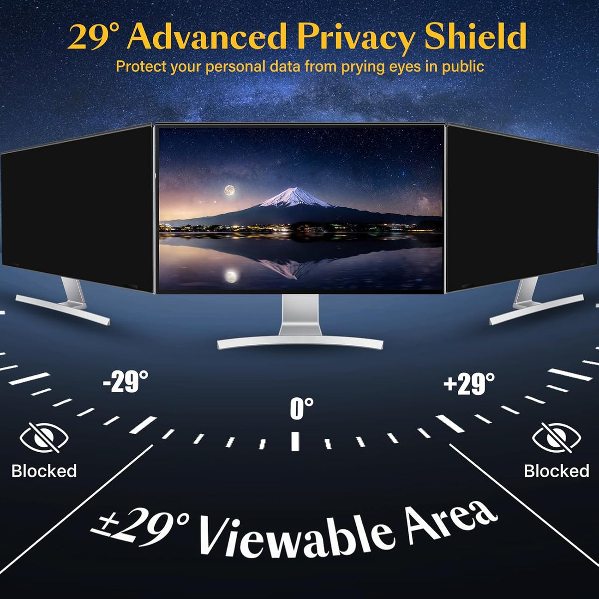 Magnetic Computer Privacy Screen Filter 22 inch for 16:10 Widescreen Monitor Desktop PC, 22in Hanging Removable Anti Blue Light Glare Eye Protection Shield, Screen Protector Panel