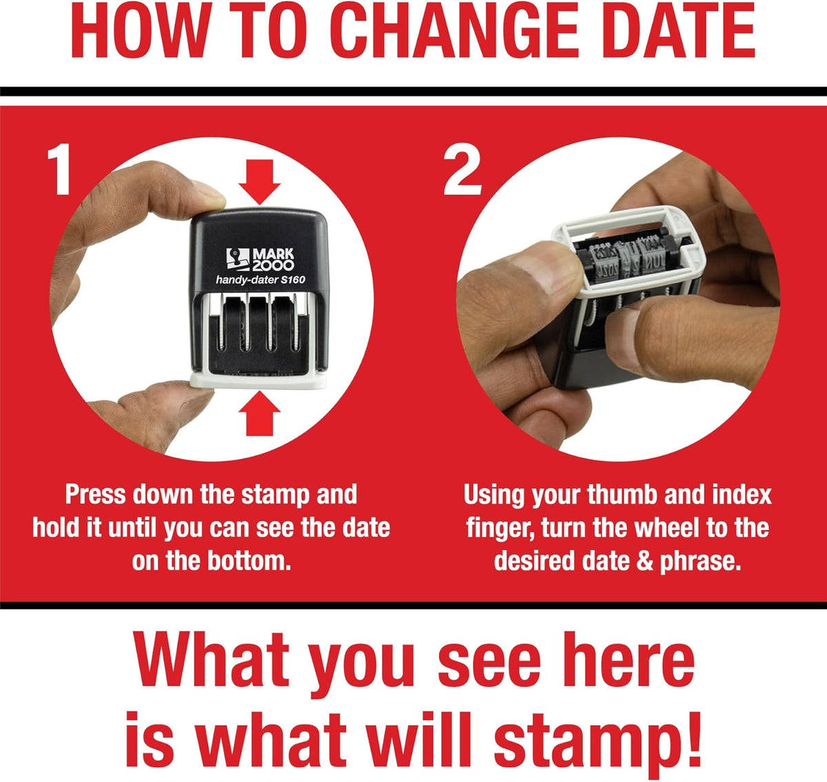 Mark 2000 Self-Inking Rubber Date Office Stamp with Received Phrase Blue Ink & Date RED Ink (Handy-Dater S160), 12-Year Band