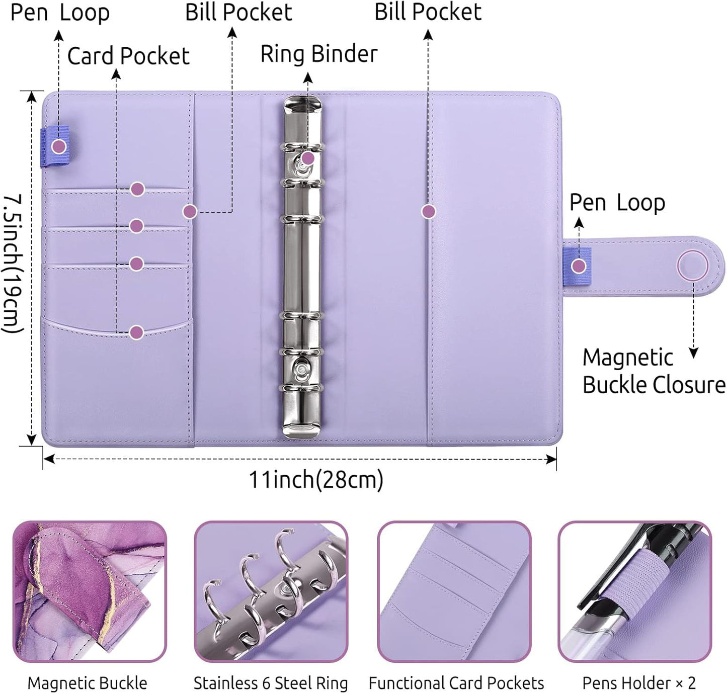 SKYDUE Budget Binder, Money Saving Binder with Zipper Envelopes, Cash Envelopes and Expense Budget Sheets for Budgeting