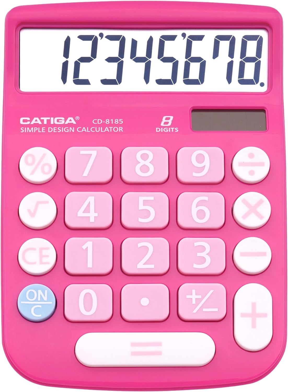 CATIGA Desktop Calculator 8 Digit with Solar Power and Easy to Read LCD Display, Big Buttons, for Home, Office, School, Class and Business, 4 Function Small Basic Calculators for Desk, CD-8185