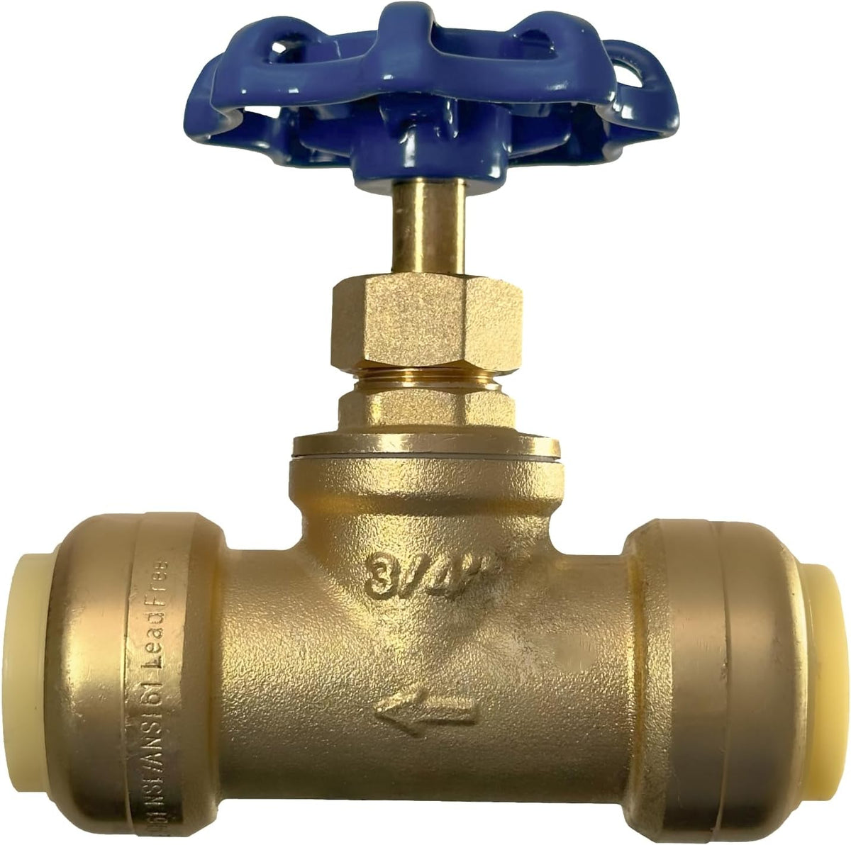 3/4 inch Push Fit Stop Valve with Drain and Vent, Push to Connect Brass Plumbing Fitting, Pex Pipe, Copper, CPVC, PE-RT, HDPE, 2-5-2=5, 5 Pieces