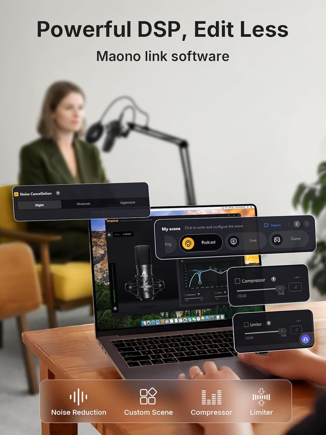 MAONO XLR/USB Condenser Microphone: 192kHz/24Bit Plug & Play PC Computer Podcast Cardioid Metal Mic Kit with Software, Professional Sound Chipset for Recording, Studio, Singing, YouTube A04 Gen2