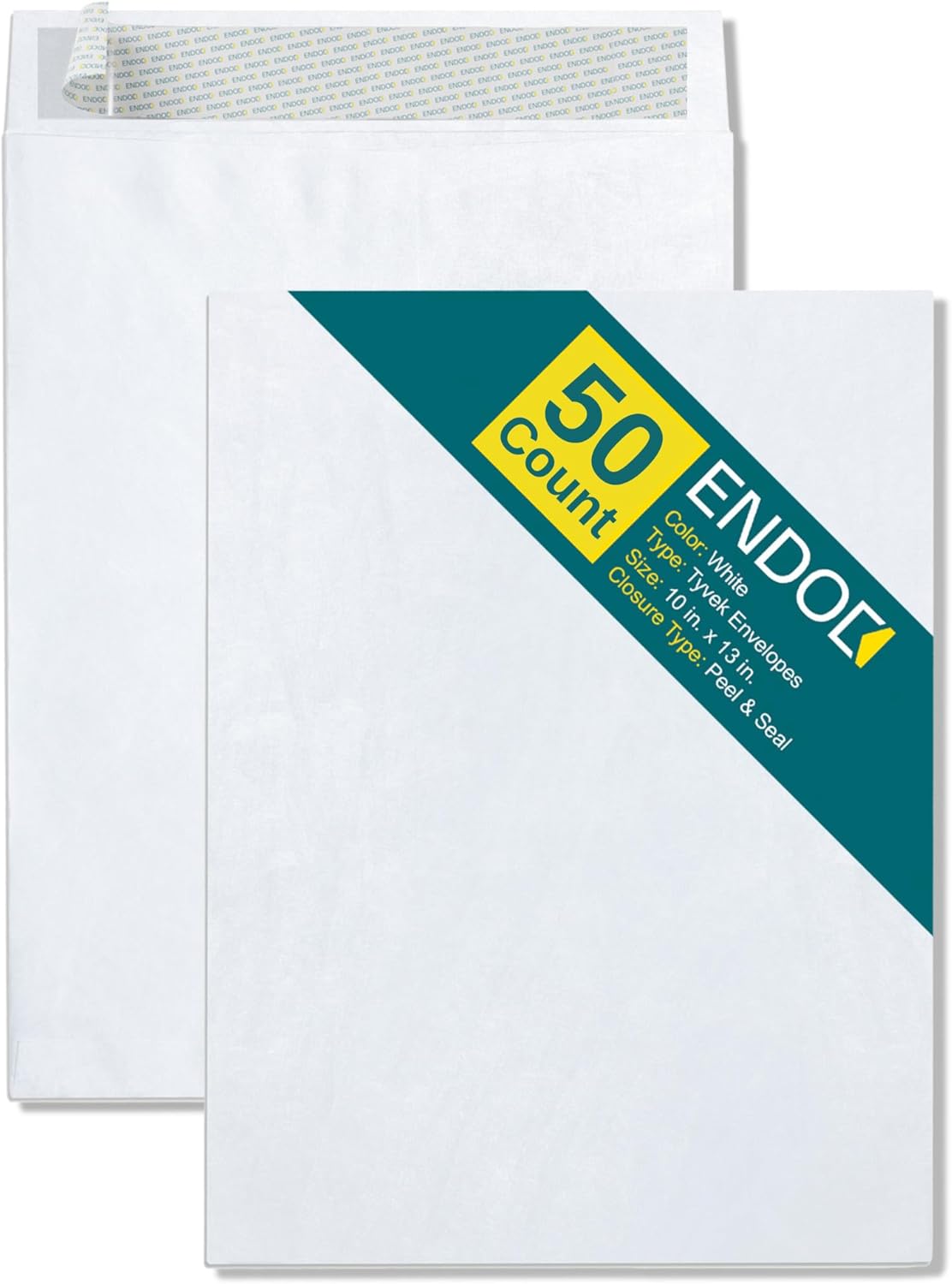 Tyvek Envelopes 10x13, Tear & Moisture Resistant Construction, Catalog Mailing Envelopes Peel & Seal 10 x 13, Tyvek® Mailer Shipping Envelopes, Bright White, 50/pack