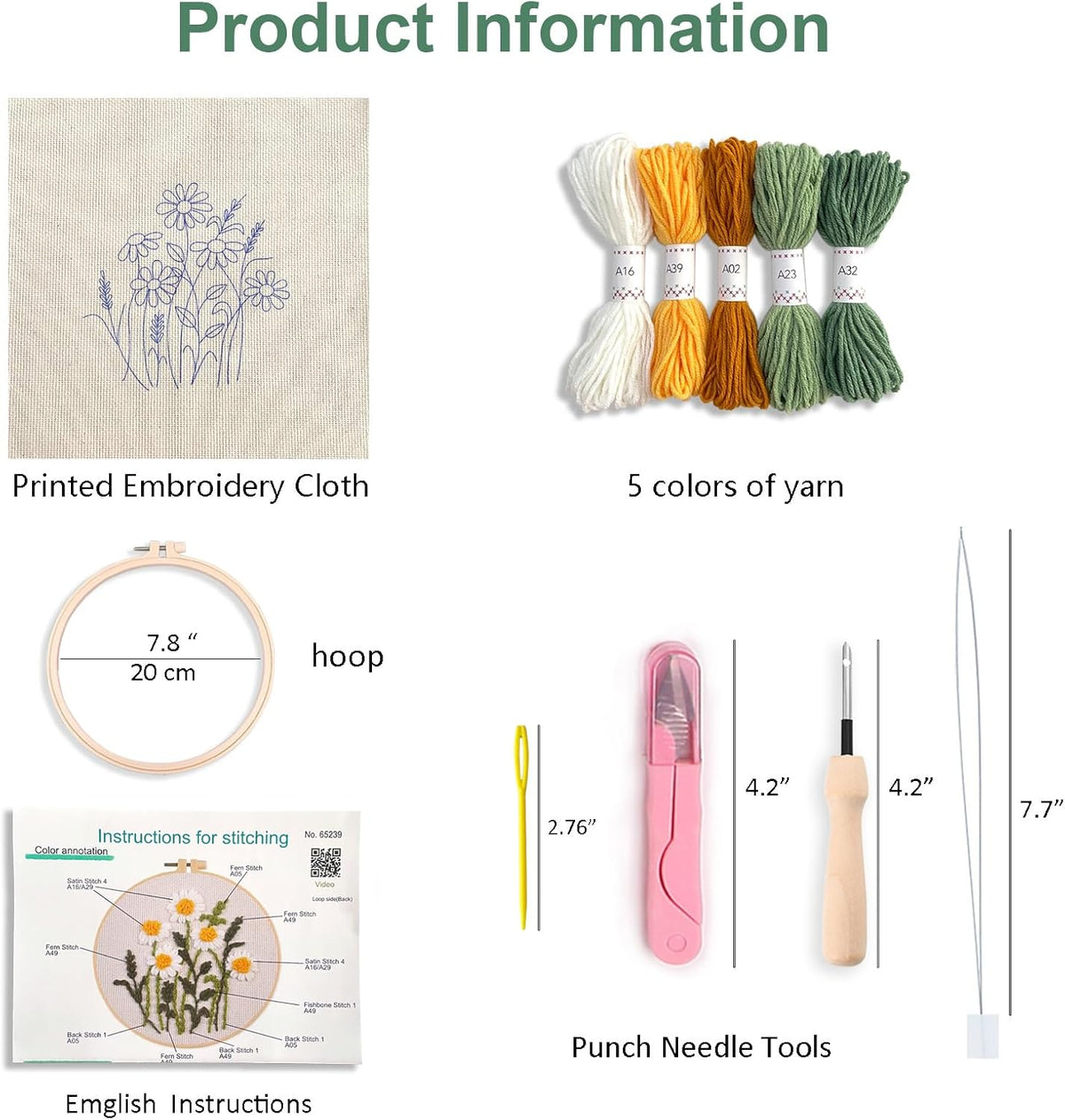 Myfelicity Punch Needle Kit, Punch Needle Kits Adults Beginner, Craft Decoration and Hobbies (Daisy)