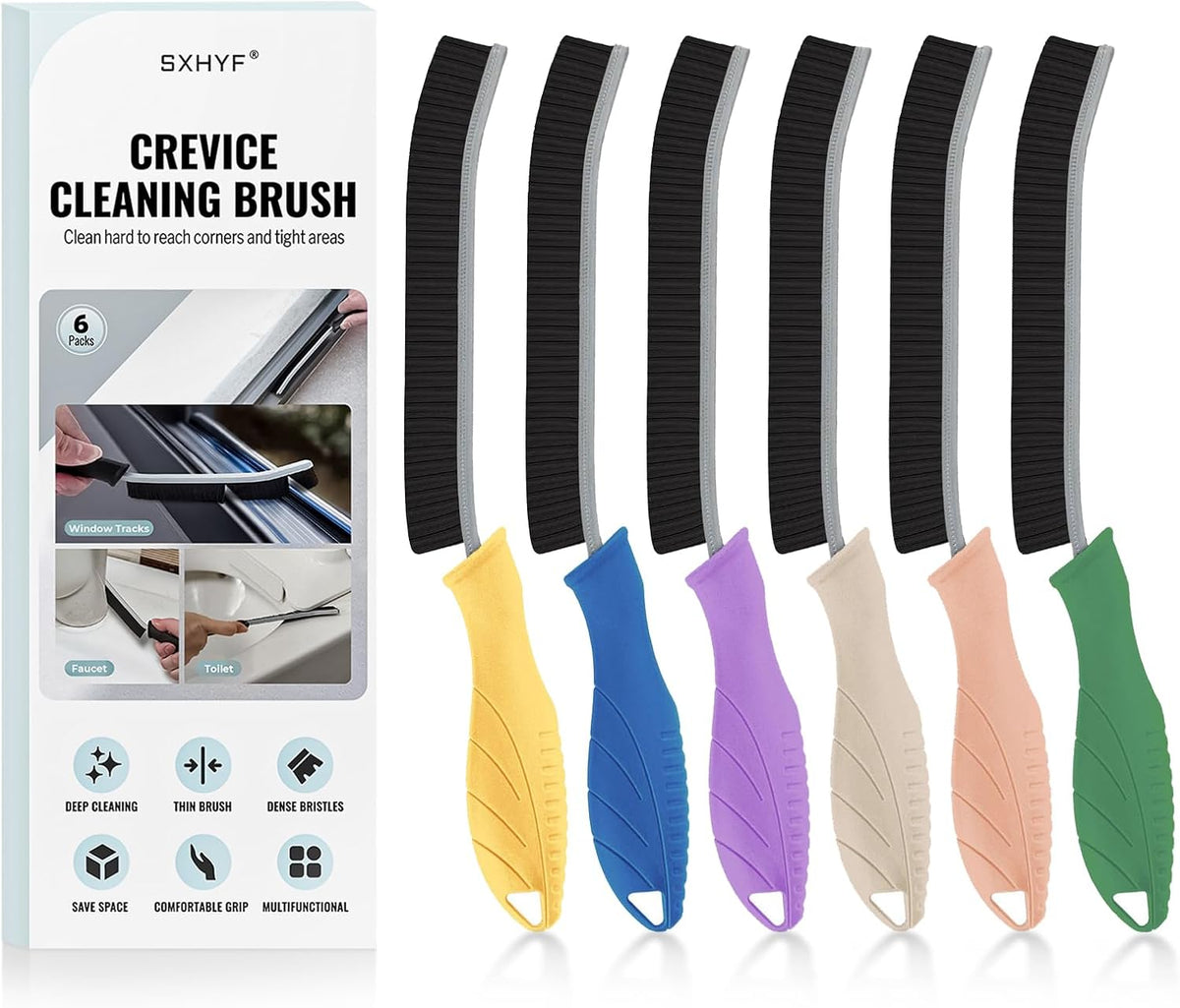 SXhyf Crevice Cleaning Brush - Grout Scrub Brush, House Cleaning Supplies, Gap Cleaning Tools, Home Essentials, Gifts for Women Men, Hard Bristle Crevice Cleaner Brush for Household Use, Bathroom