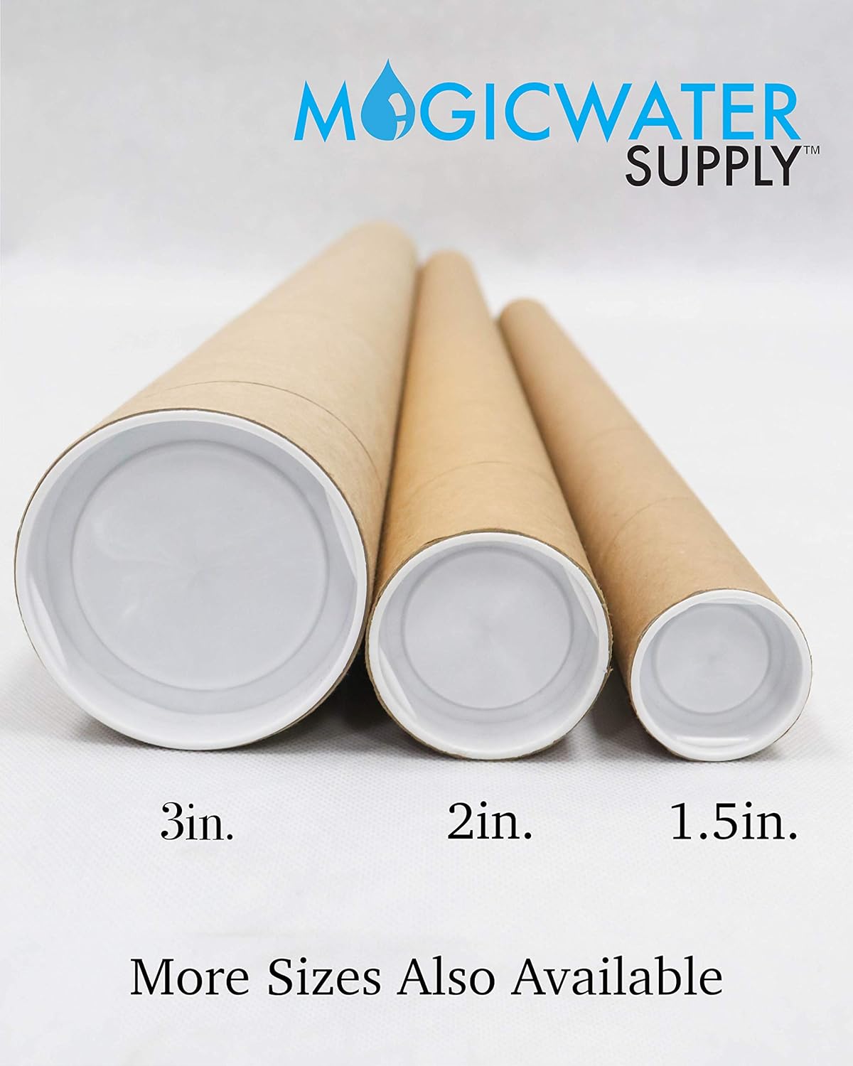 MagicWater Supply Mailing Tube - 2 in x 12 in - Kraft - 10 Pack - for Shipping and Storage of Posters, Arts, Crafts, and Documents