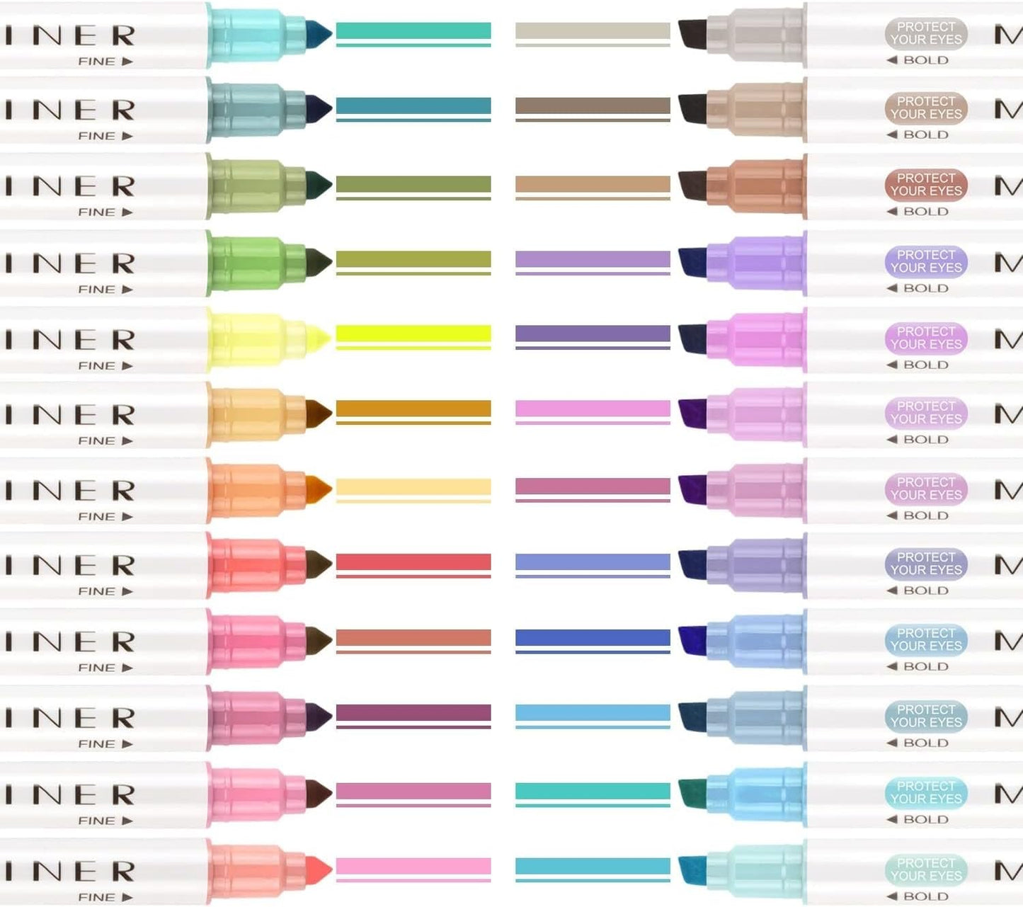 YOOUSOO Pastel Highlighters, Highlighters Assorted Colors, 24 Unique Retro Colors, Quick Dry Dual tip and Fine Tip No Bleed Highlighter Markers for Bible Journals Planners Books Notes