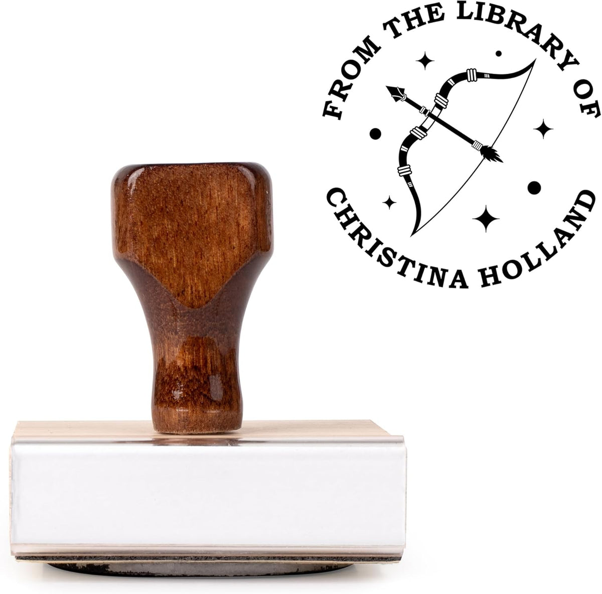 from The Library of Embossers & Stamps for Fantasy Book Readers | Custom Embosser | Custom Stamp | Ex Libris | Elevate Your Fantasy Collection of Stories and Novels (Design 1, Wood Hand Stamp)