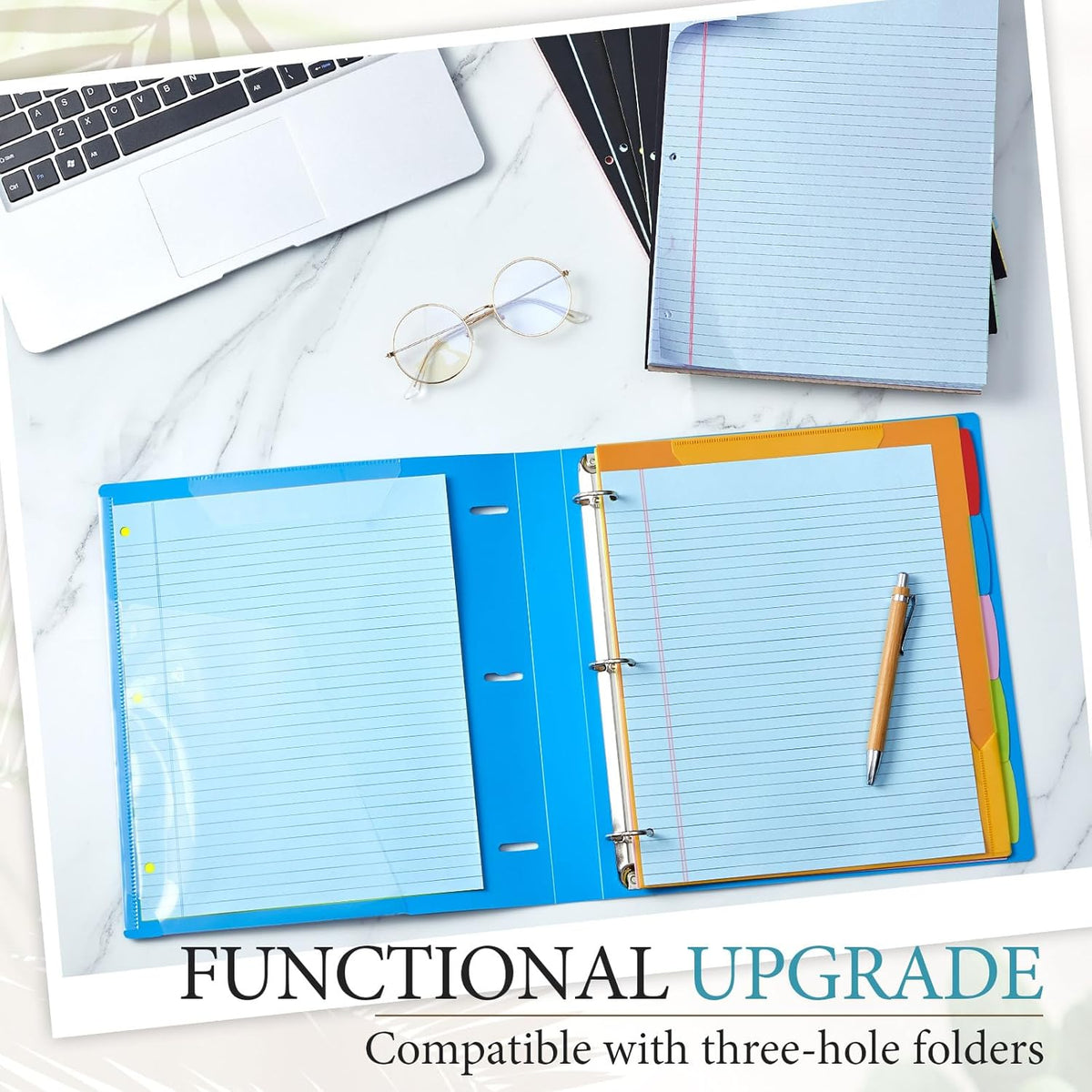 3 Packs 8.5" x 11" Top Spiral Notebook with 3 Hole Punched Legal Pads College Ruled Notepad 50 Sheets Hard Cardboard Paper Wirebound Notepad for Office School Business (Blue)