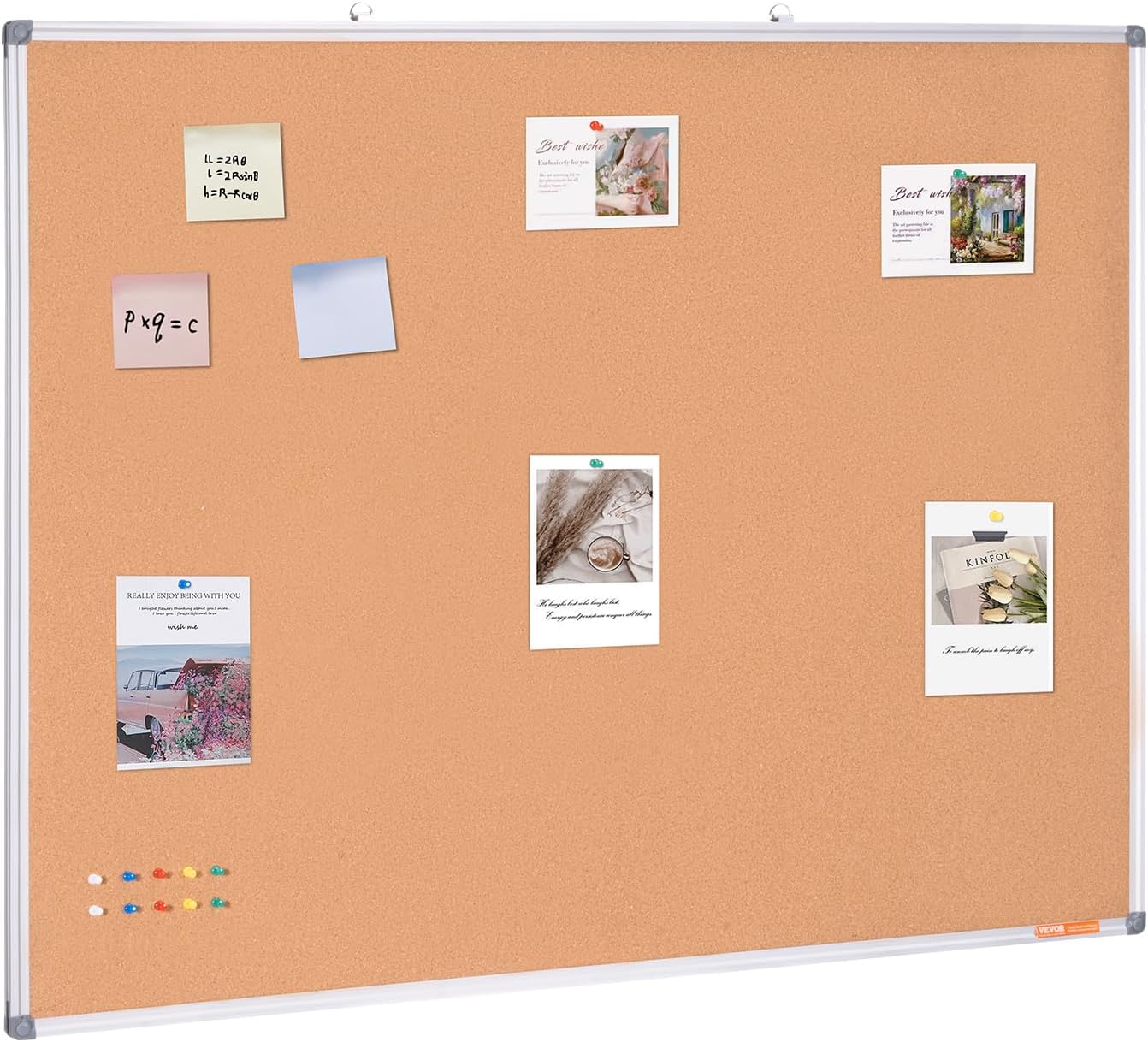 VEVOR 48"x36" Large Cork Board – Wall-Mounted Bulletin Board with Pin Board – Perfect for School, Home, Office