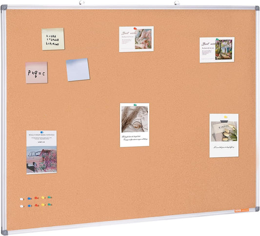 VEVOR 48"x36" Large Cork Board – Wall-Mounted Bulletin Board with Pin Board – Perfect for School, Home, Office