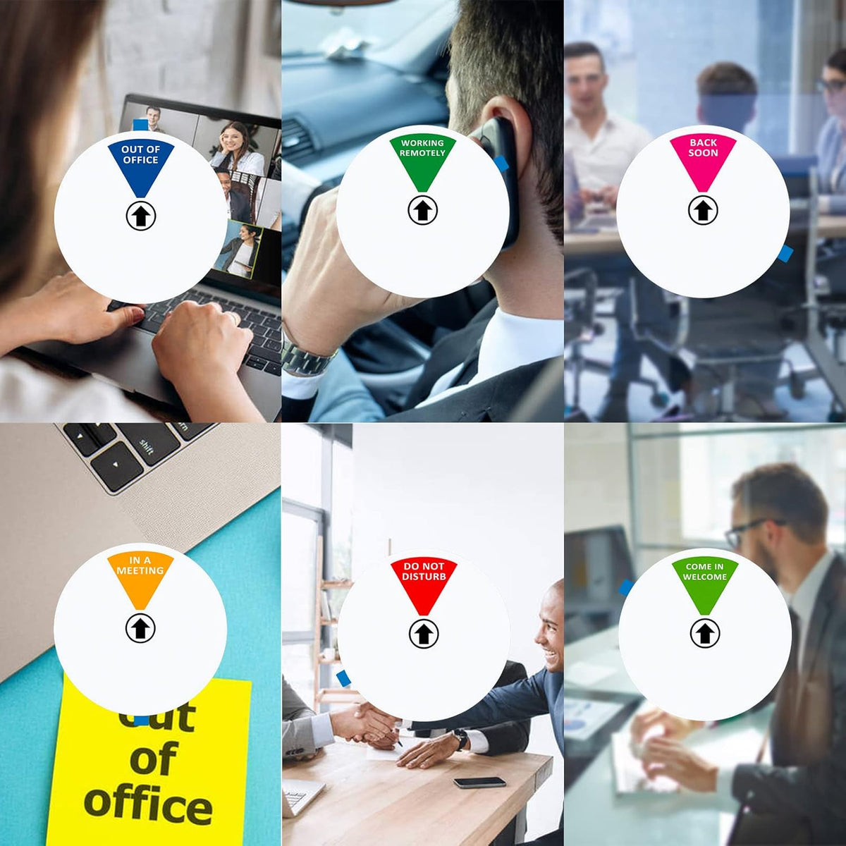 Office Door Sign,Do Not Disturb/Come in Welcome/Out of Office/in a Meeting/Back Soon/Working Remotely Sign, Privacy Door Status That Lets Others Know Whether You're Available Or Not (6inch,White)