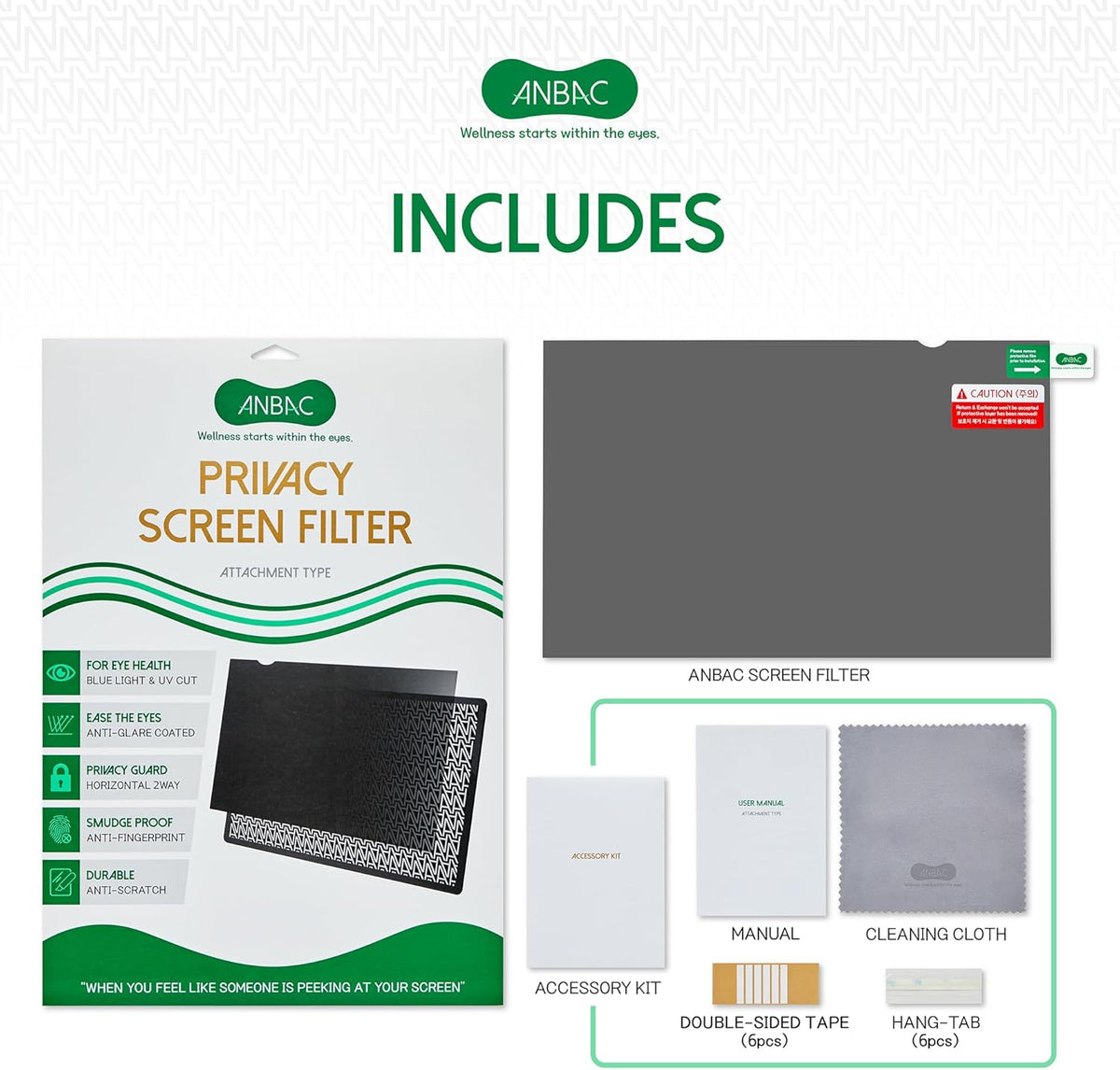 17 Inch Laptop Privacy Screen Shield for 16:10 Wide Display - Anti Glare Computer Privacy Screen Cover/Blue Light Blocking Screen Protector/Scratch Resistant UV Filter/Attachment Type