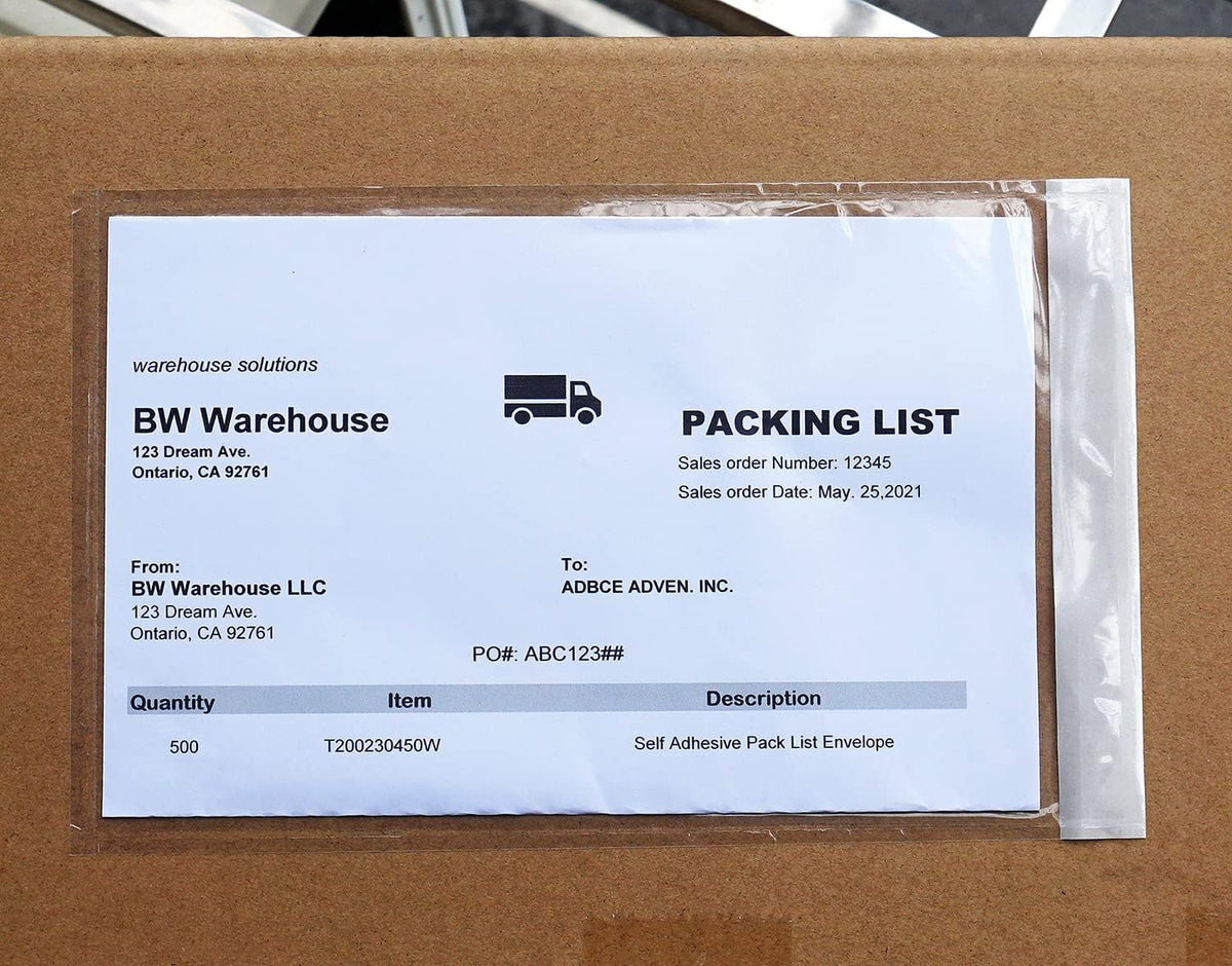BEUYI Premium 6''x10'' Packing List Envelope, Tailored Size for Letter-size Paper Folded in Half, Adhesive Shipping Label Pouch/Sleeve (50 pack)