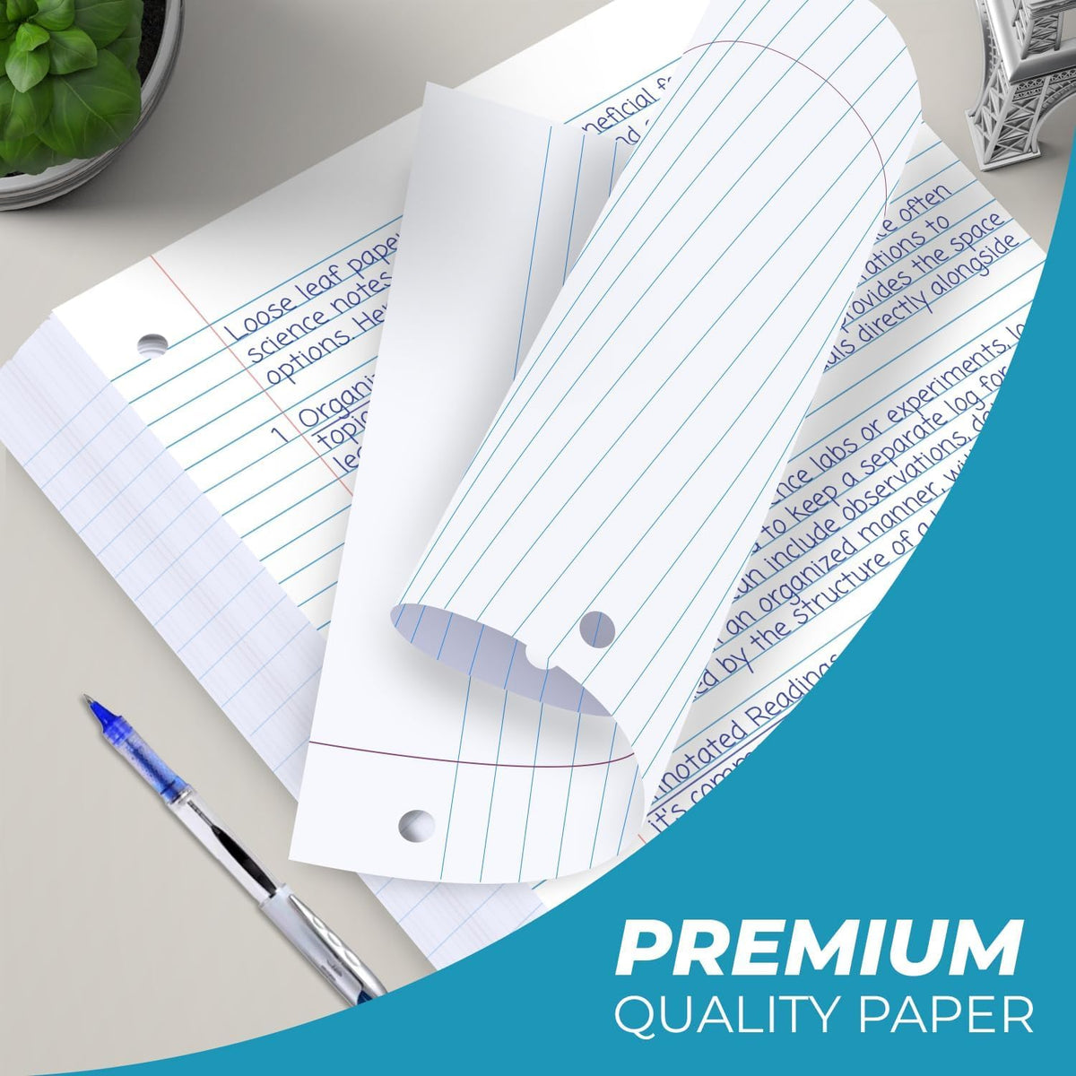 6 Pack Loose Leaf Paper, 900 Sheets, College Ruled, 8" x 10.5", 56 gsm Bulk Office Filler Paper, 150 Sheets/Pack, 3 Hole Punched, College Ruled Paper for 3 Ring Binder, Notebook Paper, White