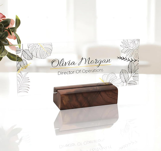 Personalized Desk Name Plate Plaque | Unique Gift | Wood Holder | Office Decor | Teacher Name Plate | Sign | Artswave (Elgant)