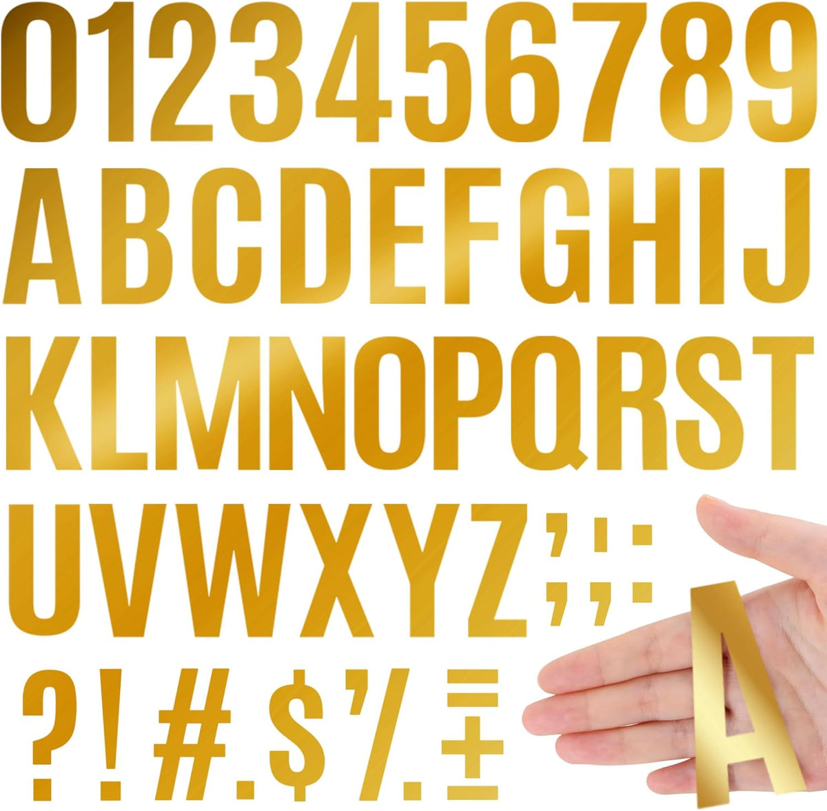 910 PCS 42 Sheets Letter Stickers Large Mailbox Numbers and Letters Self Adhesive Vinyl Waterproof Custom Alphabet Number Stickers for Mailbox Address, DIY Crafts, Door, Windows Decor (3 Inch,Gold)