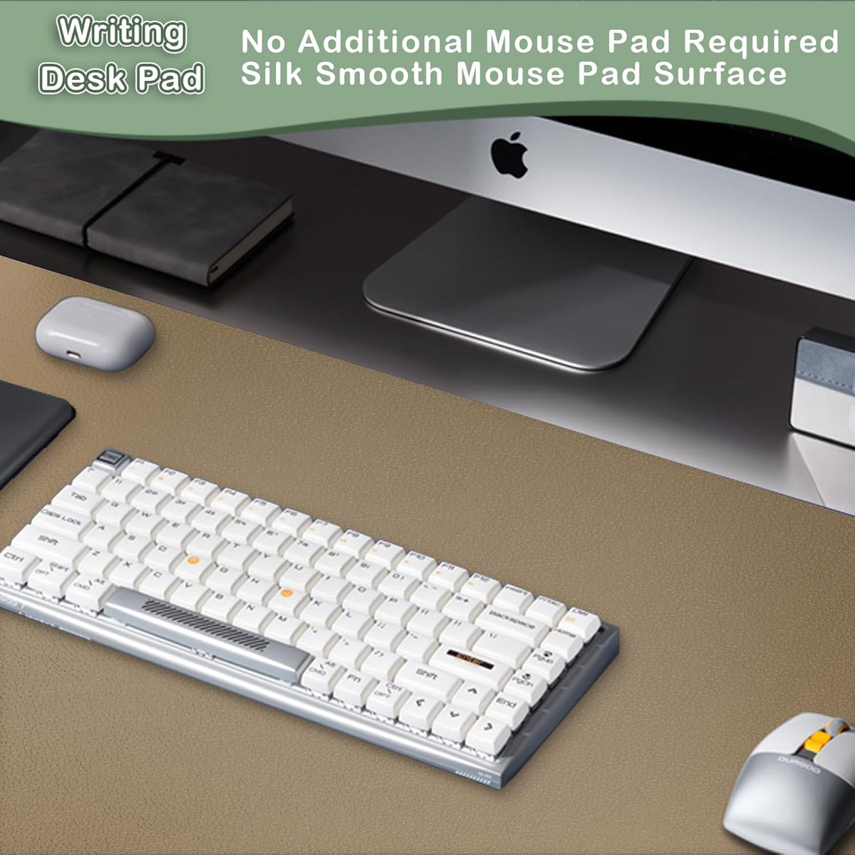 Boutilon Leather Desk Pad Protector,Non-Slip Mouse Pad,Laptop Desk Pad,Office Mouse Mat,Waterproof Leather Desk Blotter,Desk Writing Pad for Office and Home (S-Dark Apricot,24"x 14")