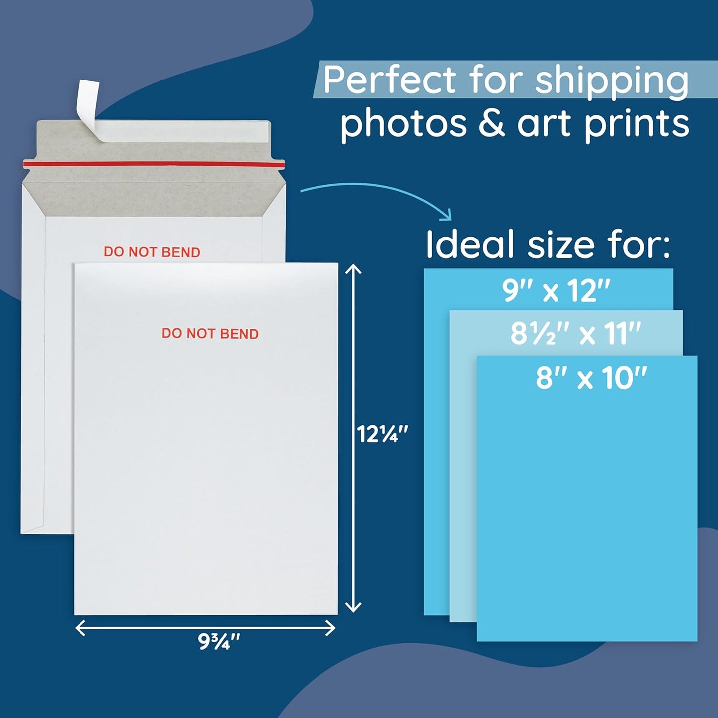 Blue Summit 50 Pack Rigid Mailers 9x12, Cardboard Envelopes, Do Not Bend Envelope, 9.75 x 12 Cardboard Mailer for cards, For Paper Document, Pictures, and Magazine
