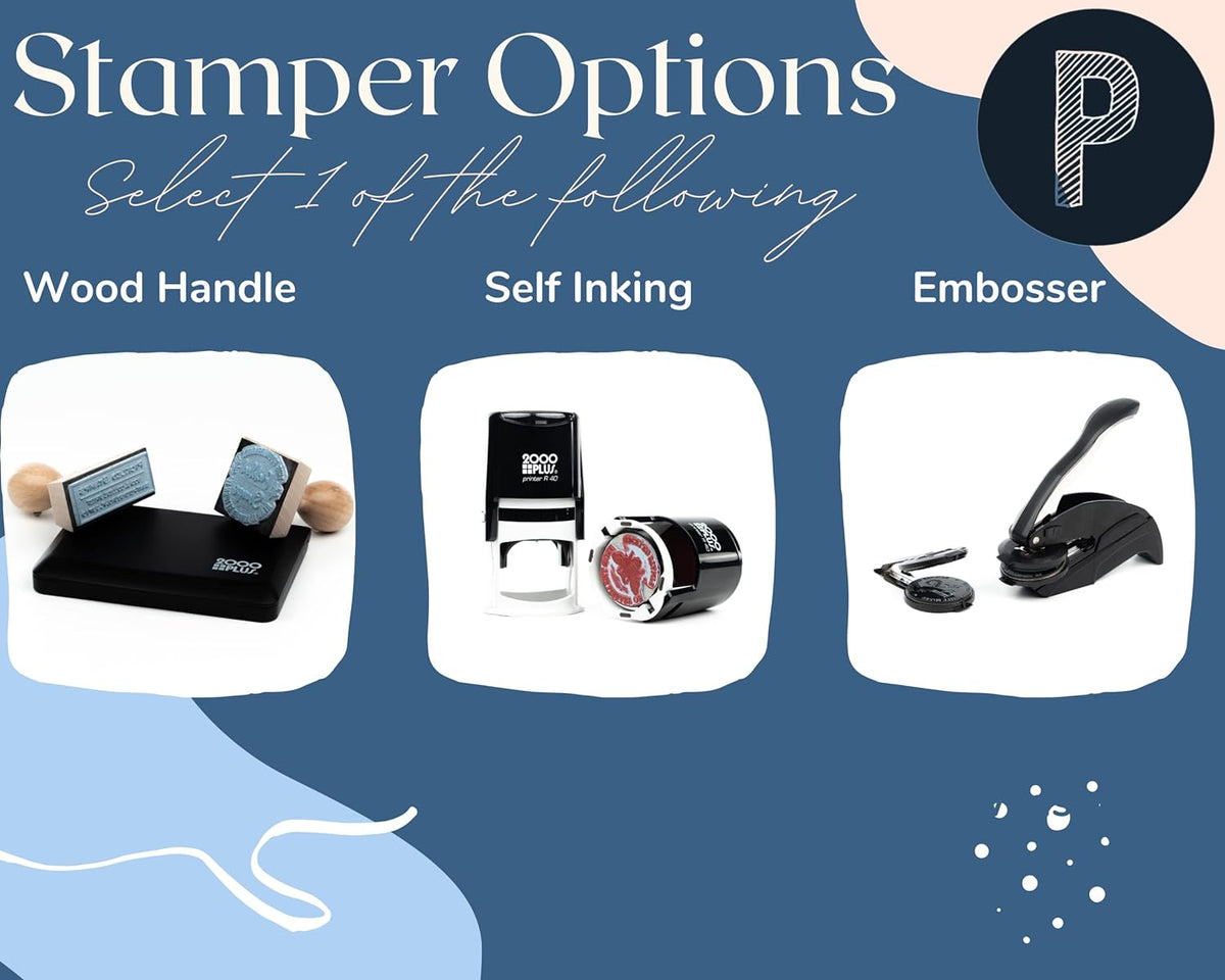 Book Embosser Personalized from The Library of | Ex Libris | Floral Stamper | Custom Library Stamps | Monogram Self-Inking Wood Handle (Floral 3)