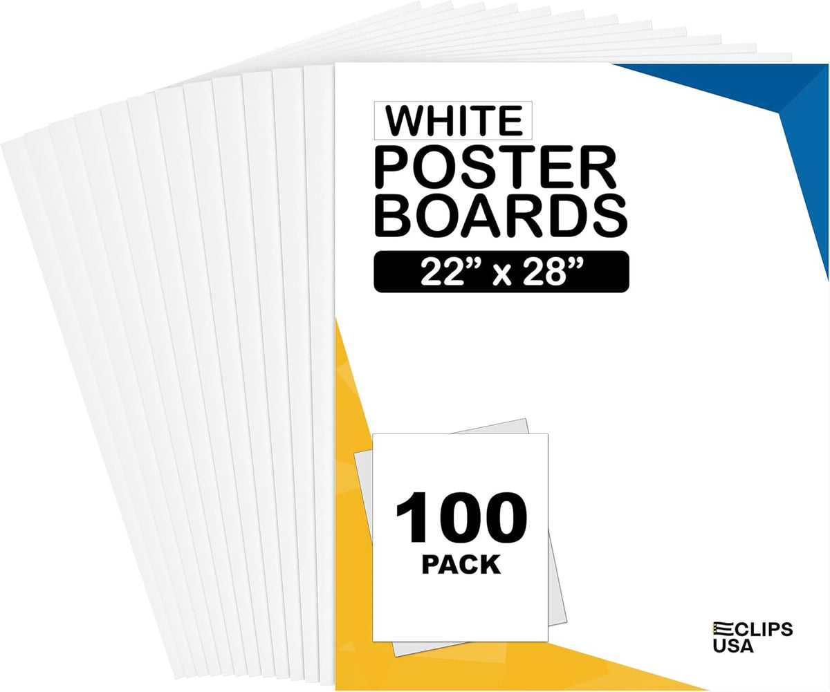 White Poster Paper 22x28, 100 Pack - Large Poster Board for School Supplies