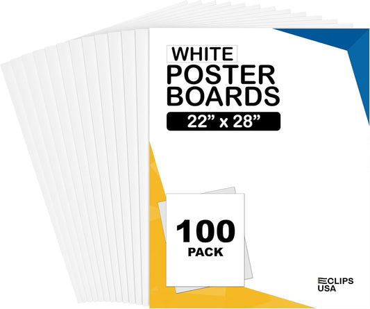 White Poster Paper 22x28, 100 Pack - Large Poster Board for School Supplies