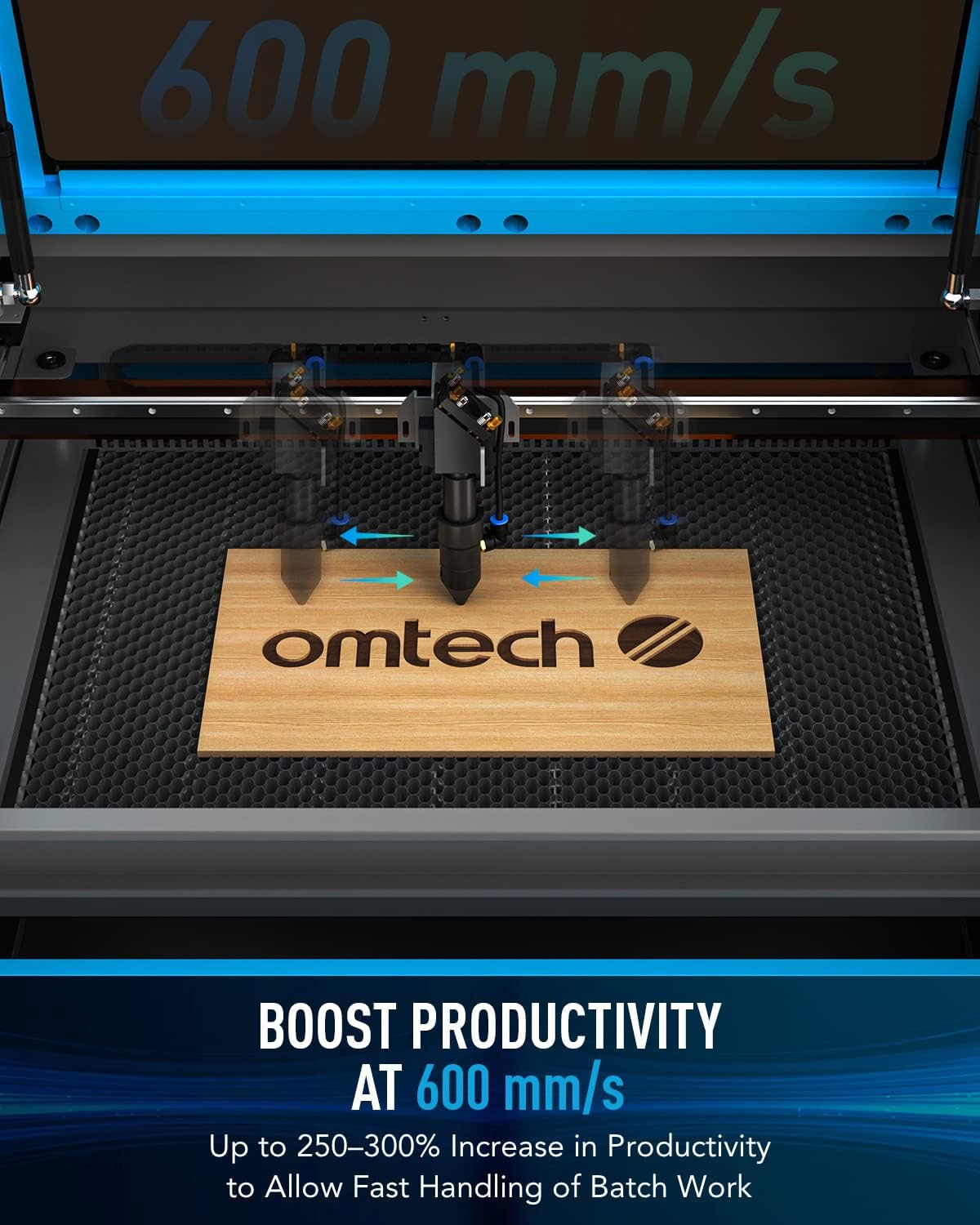 OMTech 60W CO2 Laser Engraver, 16"x24" Laser Engraving Machine with 2 Way Pass Air Assist Digital Control Panel RDWorks, Commercial Laser Cutter Cutting Etching Machine for Wood Glass Acrylic More