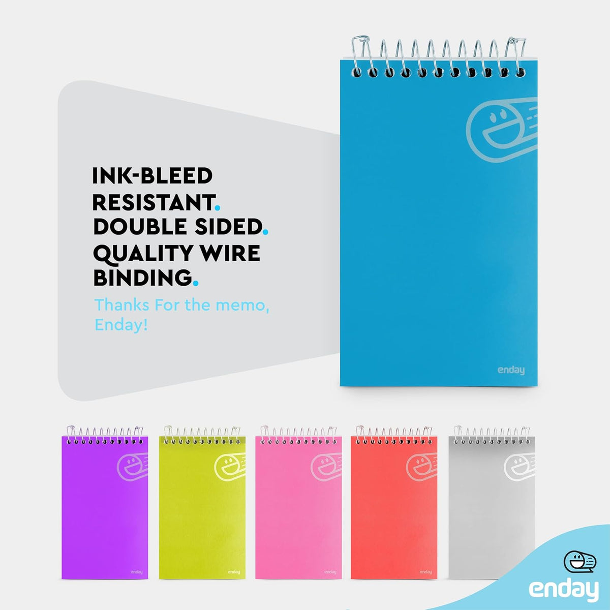 Enday Pocket Notebook, Small Notebooks Top Bound Small Spiral Notebooks, Memo Pad for Home Office Accessories, 75 Sheets, 3 x 5 Mini Notepad in Pink, Purple, Green, Blue, Red, Grey (12 Pack)