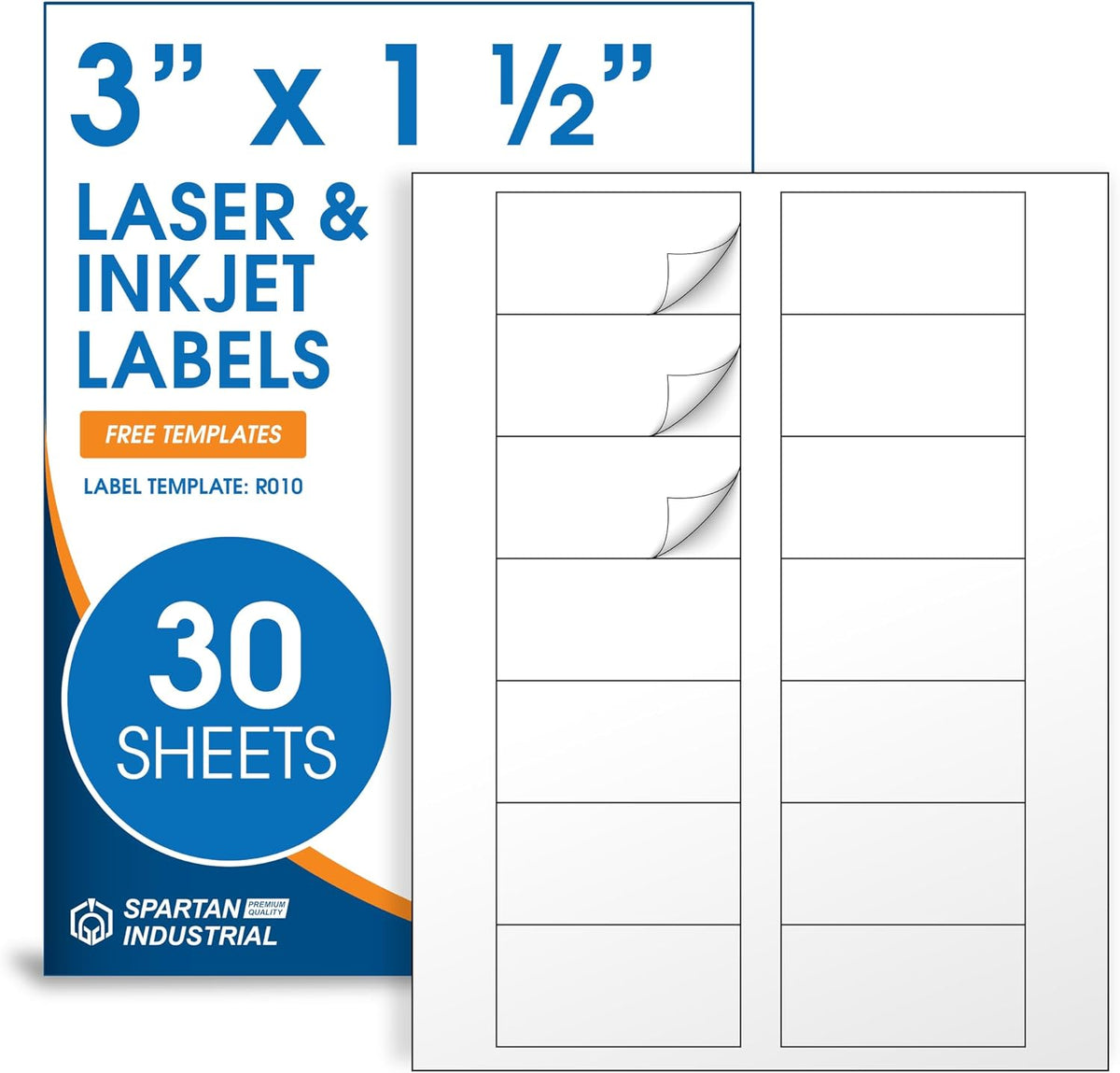 3" X 1.5" Matte White Printable Labels Compatible with Inkjet and Laser Printers - 30 Sheets, 420 Total Stickers for Bottles, Product Labeling, Mailing - Spartan Industrial