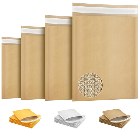 Natural Kraft Bubble Mailer Envelopes, 7.25 x 7 Inches. 25 Pack Mail Padded Envelopes Self Seal. Waterproof Kraft Bubble Mailers. Tear-Resistant Mailing Envelope Padded. Sturdy Paper Mailer