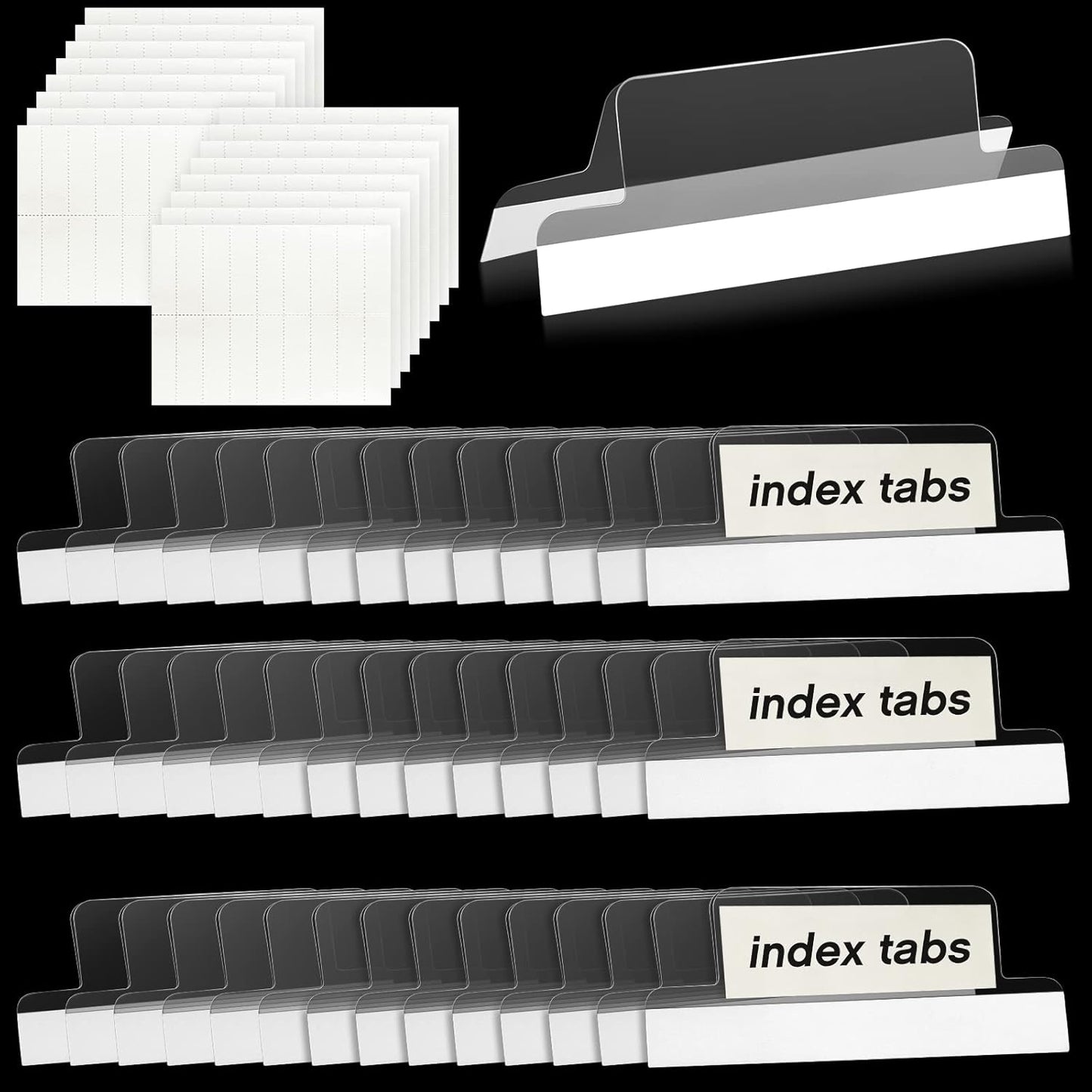 2 Inch Insertable Self-Adhesive Tabs with Printable Inserts with File Folder Labels Sticky Plastic Index Clear Divider Stick on File Self Adhesive for Book Page(50 Pieces)
