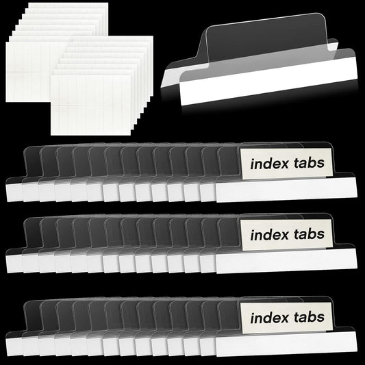 2 Inch Insertable Self-Adhesive Tabs with Printable Inserts with File Folder Labels Sticky Plastic Index Clear Divider Stick on File Self Adhesive for Book Page(50 Pieces)