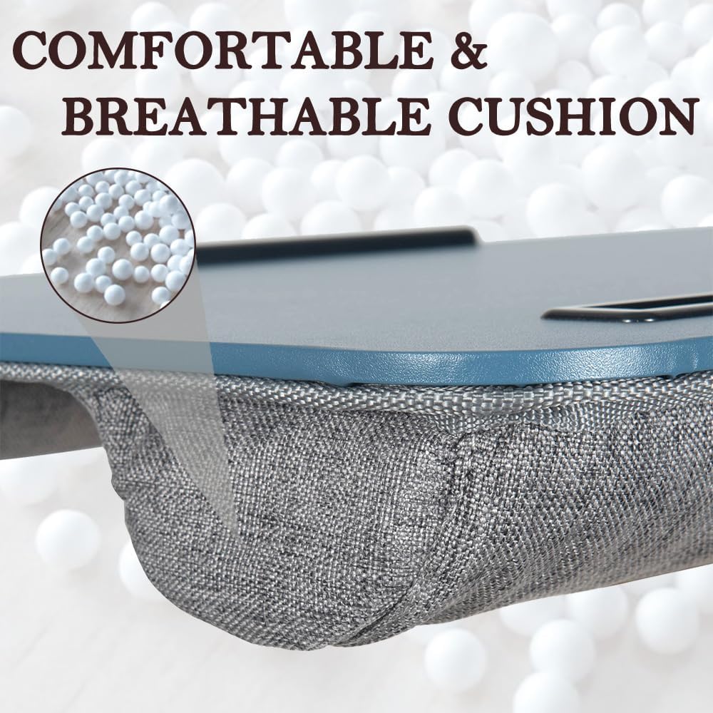 Portable Laptop Desk Fits Up to 16“ Laptops, with Tablet Slot, Built-in Cushion, Great for Home & Office,Lap Desk for Laptop,Lap Desk with Cushion (Blue, Medium)