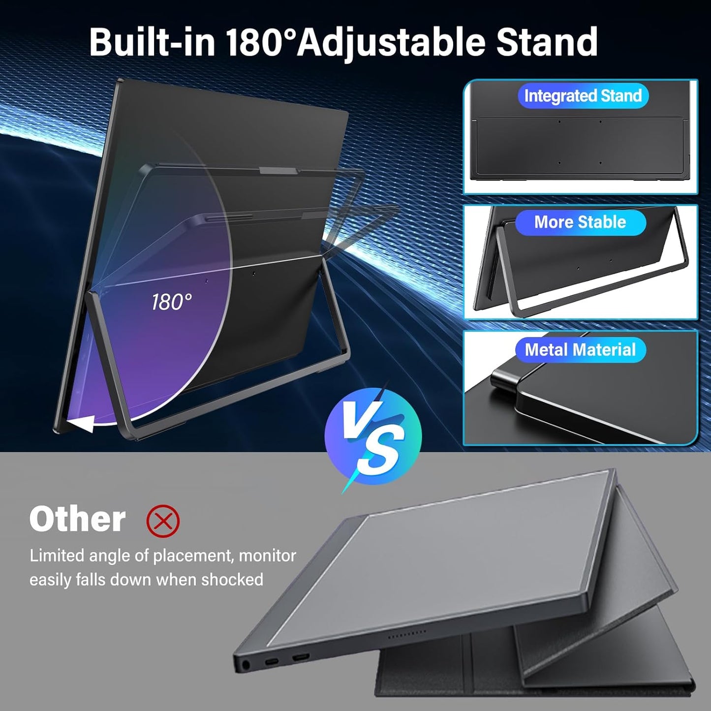 InnoView 16" 2K 240Hz Portable Monitor, 100% sRGB Portable Gaming Monitor Laptop Monitors Built-in Speakers 180° Adjustable Type-C HDMI IPS Eye Care External Second Screen for PS4 PS5 Switch Xbox PC