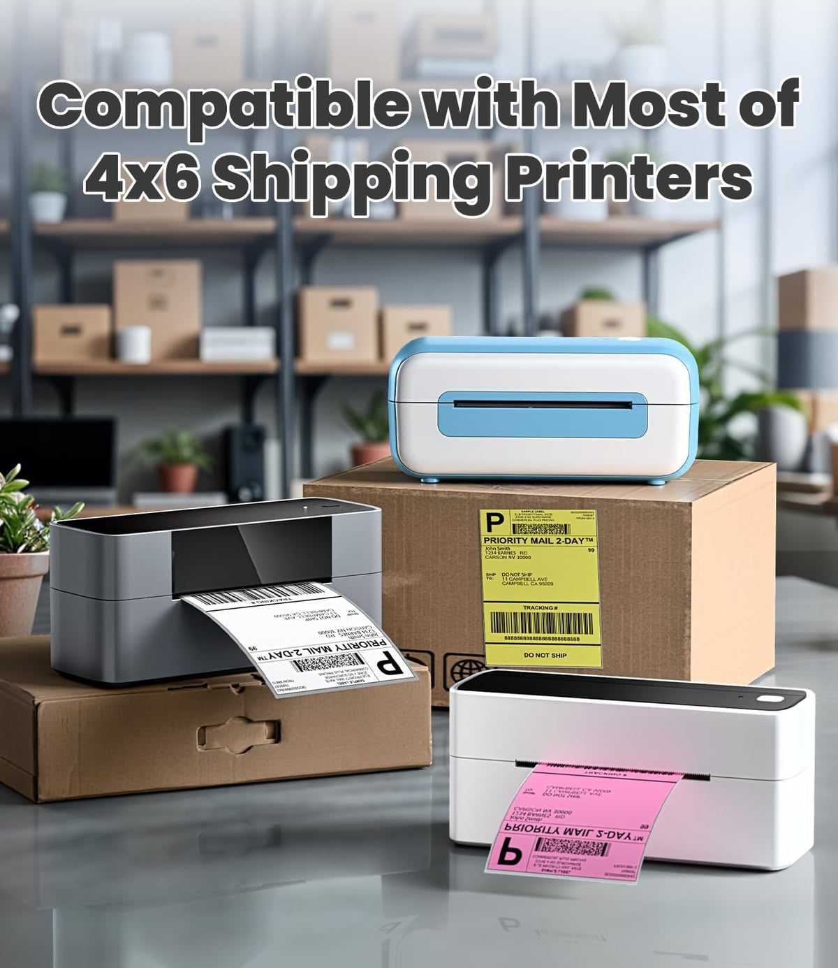 Pink Thermal Labels 4x6 for Shipping Label Printers - 500 PCS Pink Shipping Labels Compatible with Thermal Printers 4x6, Water/Oilproof Label Paper, Use for Logistics Business