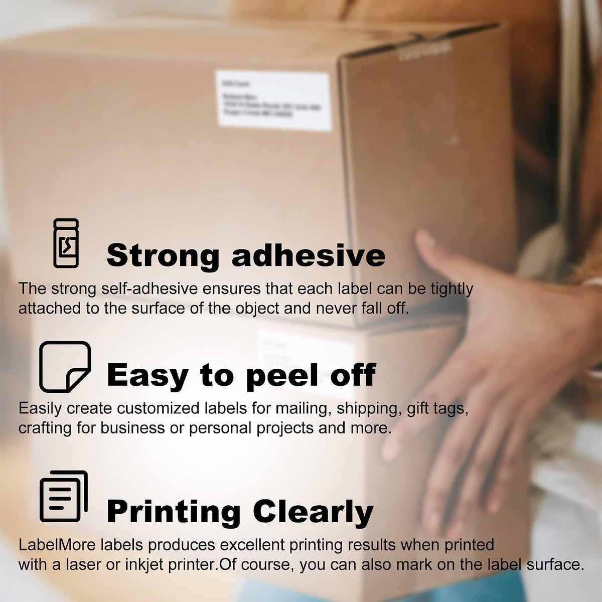 8.5" x 11" Full Sheet Labels, JIQEZNL Premium Label Sticker Paper for Laser & Inkjet Printers - 32 Sheets