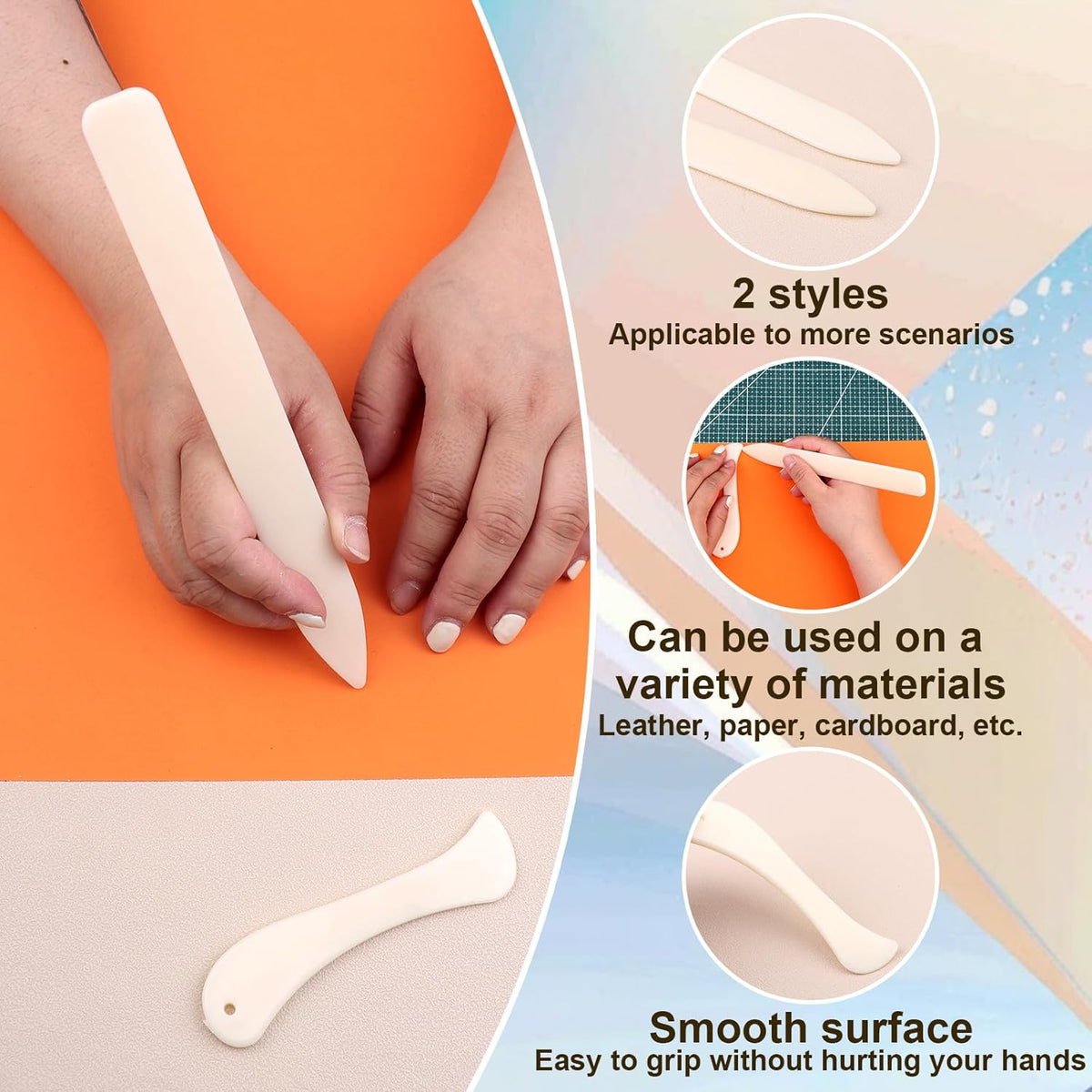 20 PCS Bone Folder Tool, Plastic Bone Folder Crafts Scoring Folding Creasing Paper Crafting Scrapbooking Tool for Paper Leathercrafts Bookbinding and DIY Card Making Handmade(2 Styles)