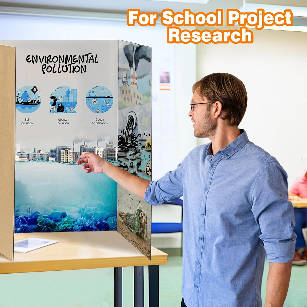 8 PCS Trifold Poster Board- Extra Large 48" x 36" Tri Fold Display Board Hard & Thick White Presentation Cardboard for Science Fair, School Projects, and Business Presentations Supply