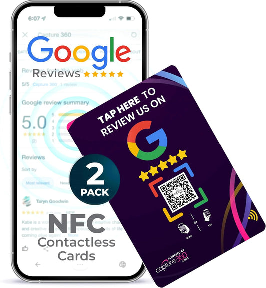 NFC Business Google Review Tap Card, Contactless, Enhances SEO, Saves Time, User-Friendly, Reusable, Boosts Online Presence & Encourages Business Feedback (Purple, 2-Pack Google Cards)