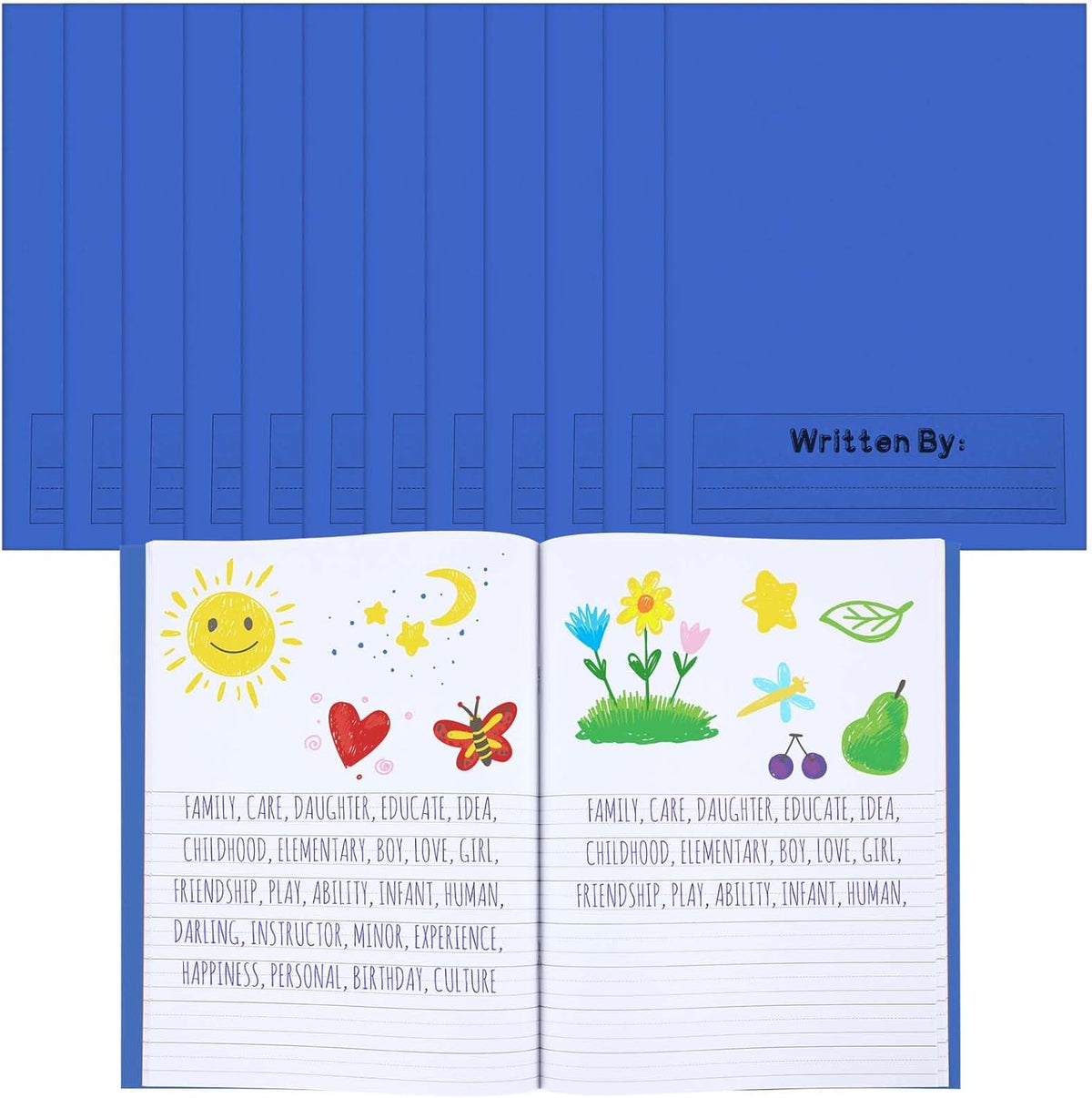 Henoyso 12 Pcs Primary Composition Notebook K-2 9 3/4 x 7 1/2 Inch Primary Journal, Back to School Supplies, Bulk Blank Writing Book for Kid to Write Draw Journal 60 Page Notebooks (Royal Blue)