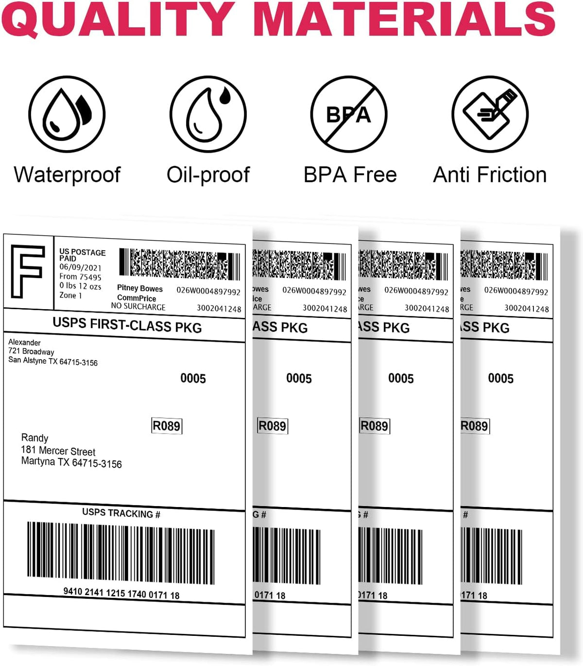 Thermal Labels 4x6 Roll - 500 Direct Thermal Perforated Postage Shipping Labels for Rollo, Zebra, MUNBYN and Polono Printers (NOT for DYMO)