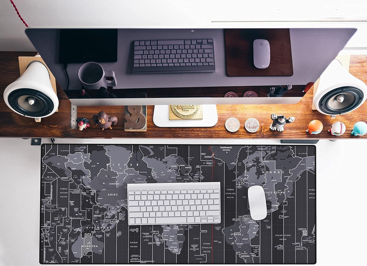 KTRIO Large Gaming Mouse Pad with Stitched Edges, Extended Mousepad with Superior Micro-Weave Cloth, Non-Slip Base, Water Resist Keyboard Pad, Desk Mat for Gamer, Office & Home, 31.5x15.7in, World Map
