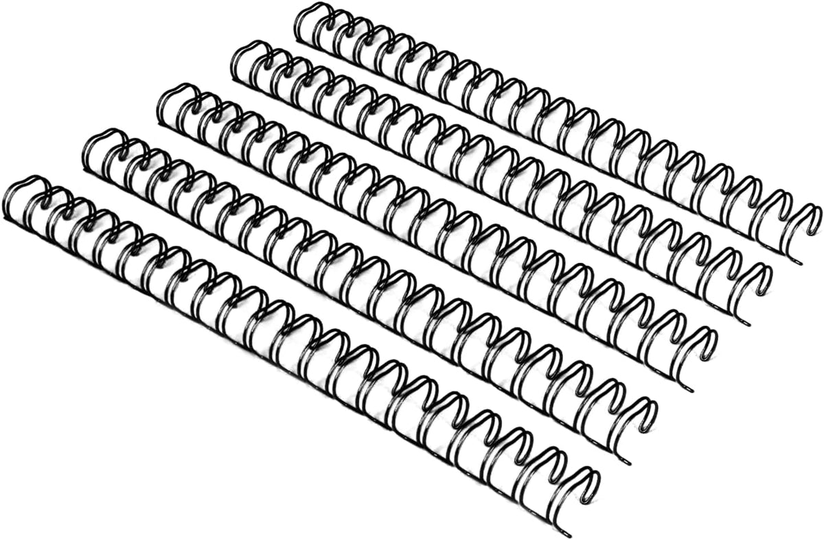 Rayson WR21127BK Wire Binding Spines, 2:1 Pitch Double Loop Binding Wires 1/2 Inch, 21-Loop Wire Ring Pack of 100 with Black