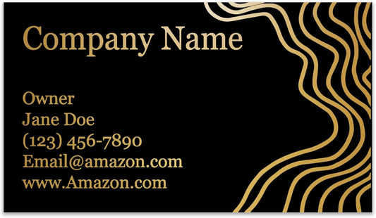 Personalized Gold Foil Black Business Cards 100 Pack - 3.5" x 2" Cards - 14 PT Thick Sturdy Cards - Unique Shiny Gold Foil - Made in the U.S.A. (Gold Twisted)